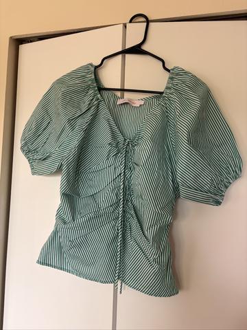 Green striped blouse