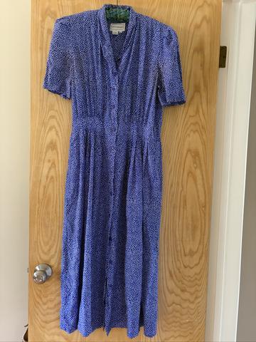 Blue button down polkadot dress