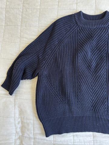 Chelsea Washed Cotton Sweater in Navy