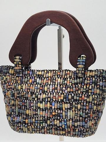 Handmade paper beads tote