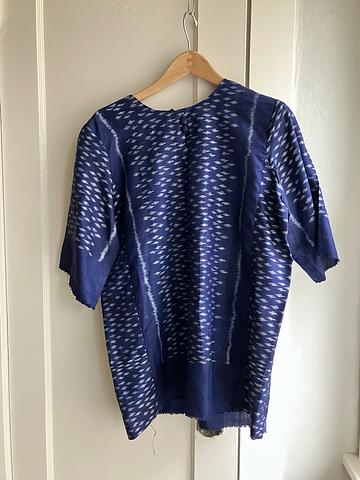 Ikat woven indigo top