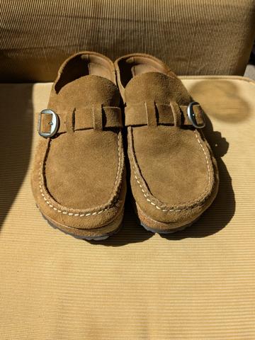 Suede Birkenstock buckley clogs