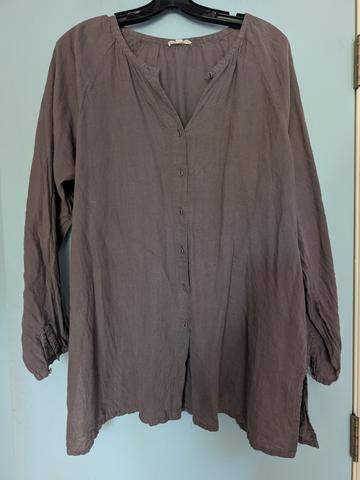 Linen band-collar tunic