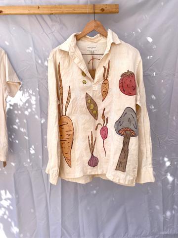 Hand painted vegetable linen tunic