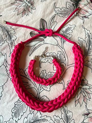 Pink cord necklace and bracelet