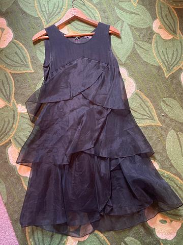Black silk waterfall dress