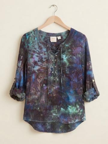 Ice Dyed Maeve Anthropologie Linen Peasant Top