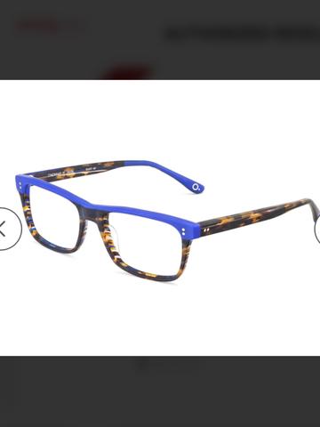 Color block blue/tortoise glasses