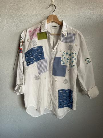 Upcycled white button down