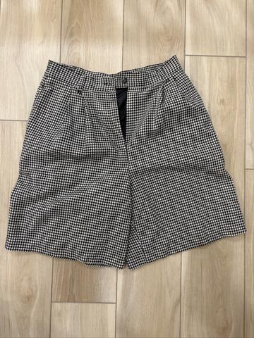 Wool gingham trouser shorts