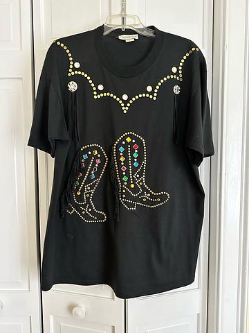 Western t shirt with fringe and jewels