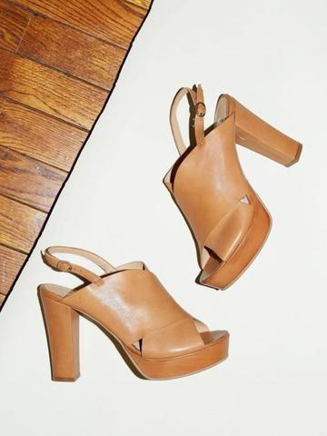 Leather cross platforn heels
