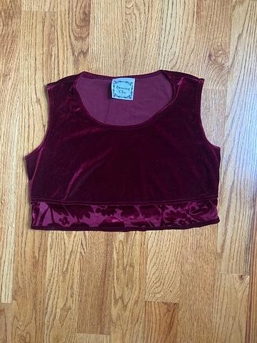 90s Velvet Burgundy Crop Top