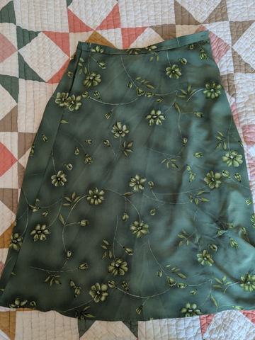 Green Floral Midi Skirt