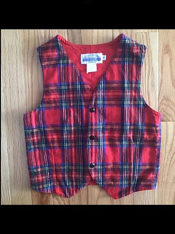 Vintage 80s Red Plaid Tartan Cotton Flannel Vest - Kids 7/Adult XXS