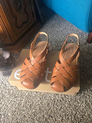 Woven round toe slip on sandal