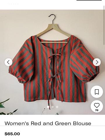 Stripe Boxy Tie Front Puff Sleeve Blouse