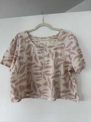 Botanical Block Print Cotton Crop Top