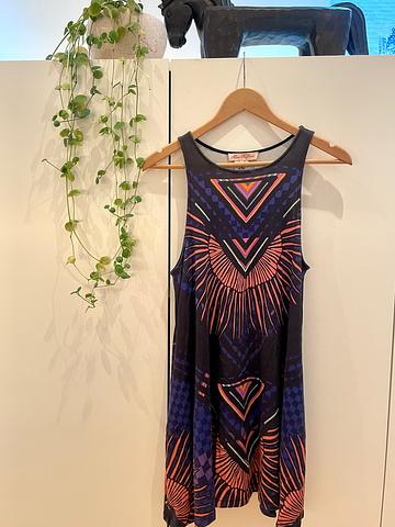 Mara Hoffman rainbow palm black swing dress