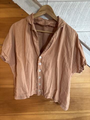 Linen short sleeve button down