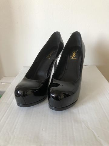 YSL Tribtoo Black Patent Leather Platform Heels
