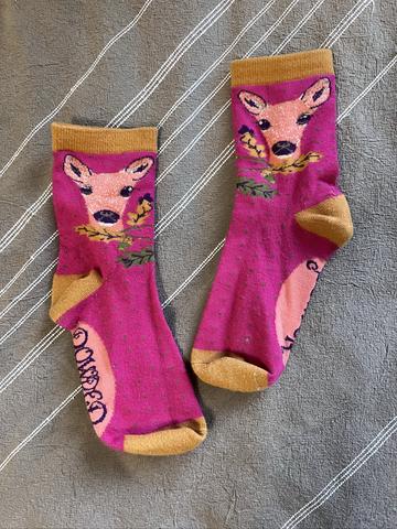 pink deer socks