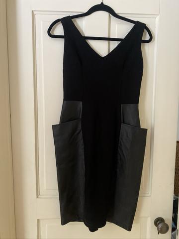 Leather and wool dress