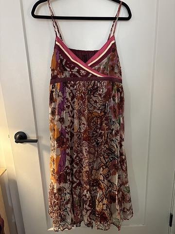 Nafnaf empire waist silk midi dress