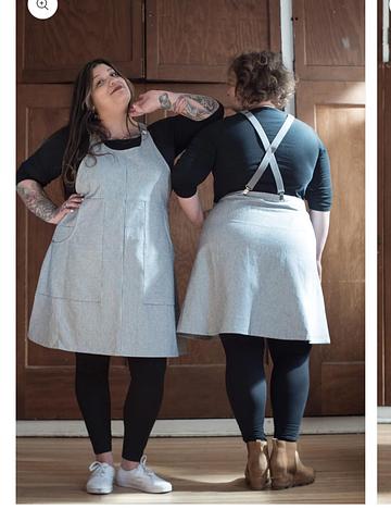 Railroad stripe suspender dress