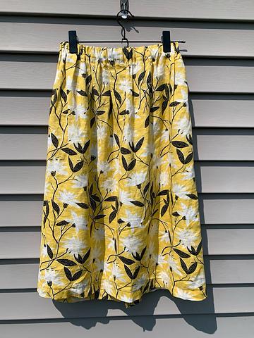 yellow floral linen skirt
