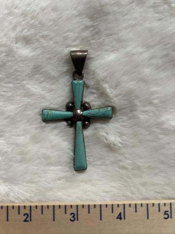 Turquoise sterling cross pendant