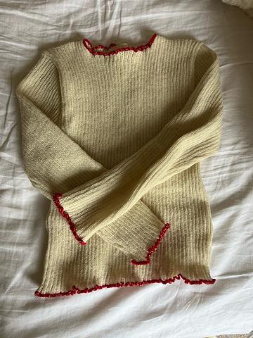 Ribbed Ruffle Woollen Jumper