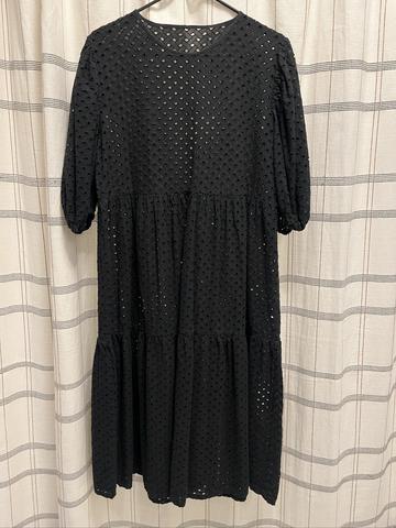 Puff and pencil ruffle dress
