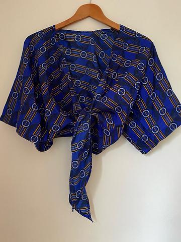 Wrap top made w vintage fabric