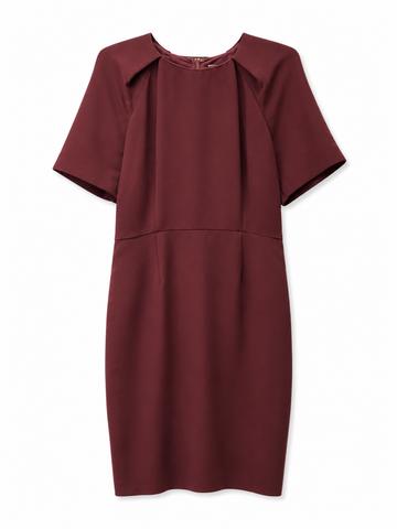 Short-Sleeve Sheath Dress in Wine