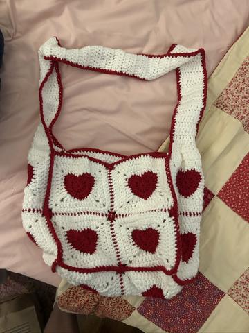 Crochet heart bag