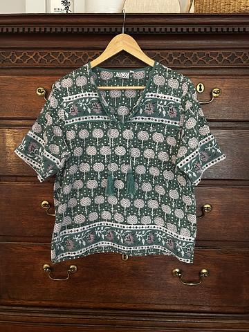 Block Print Tassel Top