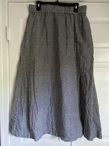 gingham linen maxi skirt