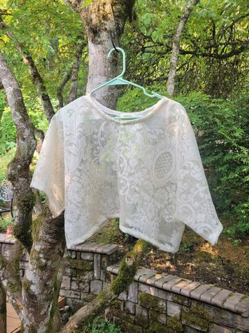 Camp Hollyhock sheer vintage lace top osfm
