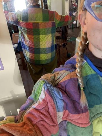 Rainbow plaid flannel quilted coat