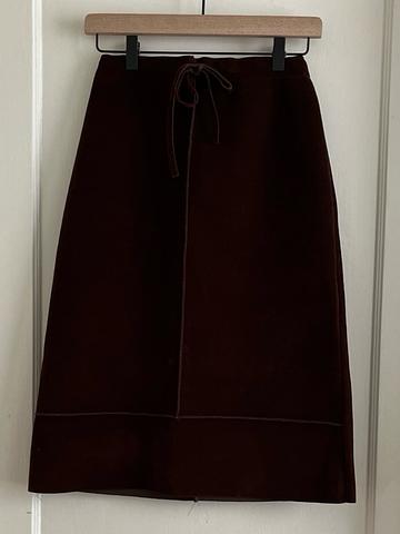 90s Does 70s Faux Suede A-Line Skirt