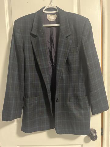 Wool plaid blue and green