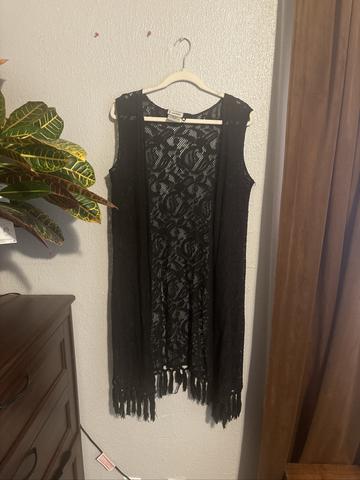 Boho Black Crochet Draping Vest