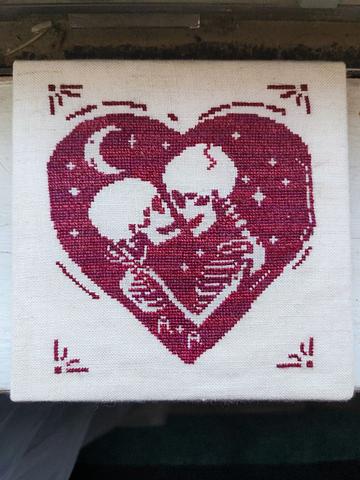 Skeleton Lovers Mounted Cross Stitch