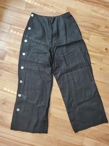 Linen Button-side Pants
