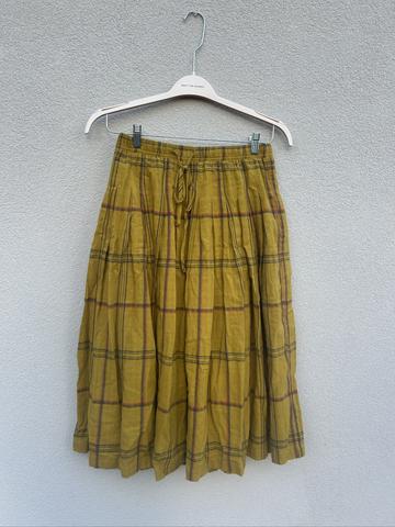 Drawstring Cotton Plaid Skirt