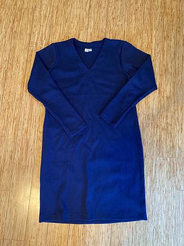 Navy Ribbed LS Basic Dress
