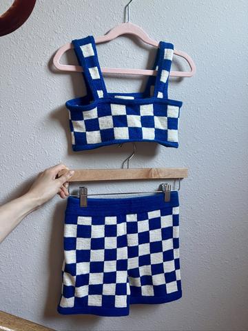 Checkered bra and shorts set