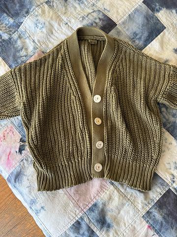 Babaa Cardigan No 18, cotton, in Irish Moss