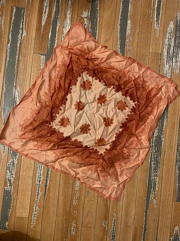 1950s Terracotta Flower Scarf Bandana
